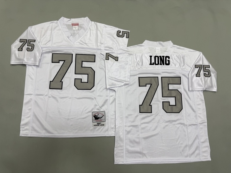 Men 2025 Nike Oakland Raiders #75 Long white Throwback Limited NFL Jersey style 001